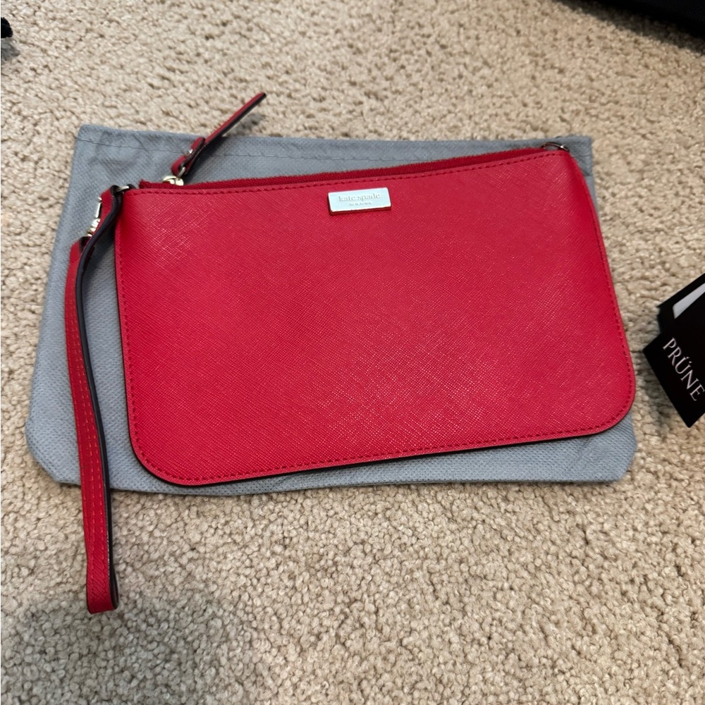 Kate Spade Red Saffiano Leather Wristlet Clutch